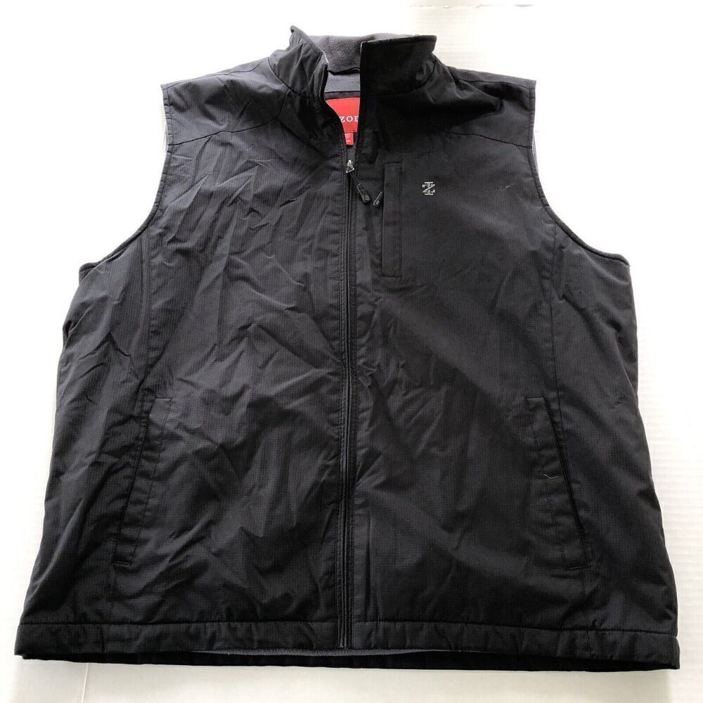 Izod Black Gray Fleece Lined Vest Men’s Sz XL A3798